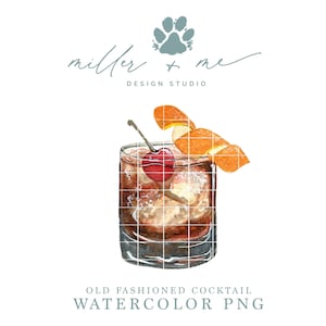 Ouderwetse Whisky Aquarel PNG Clip Art Download DIY Bruiloft Signature Drink Sign