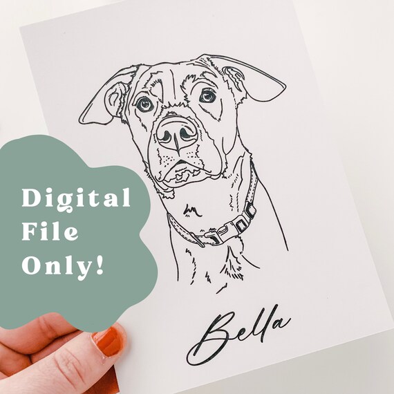 Custom Pet Portrait Line Art Illustration Digital Download Pet | Etsy