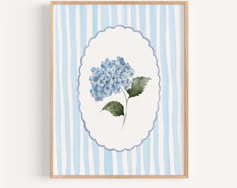 Blue Hydrangea Floral Watercolor Art Print
