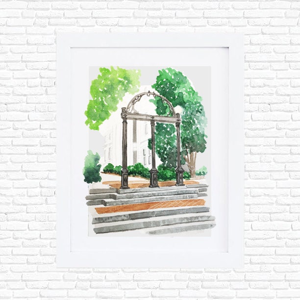 UGA Arch University of Georgia Athens Georgia Landmark Watercolor Art…