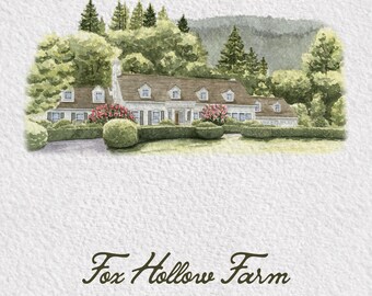 Fox Hollow Farm Wedding Venue Watercolor Illustration (Digital Download)