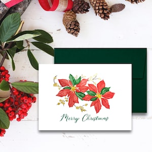 Poinsettia December Flower Merry Christmas Greeting Card