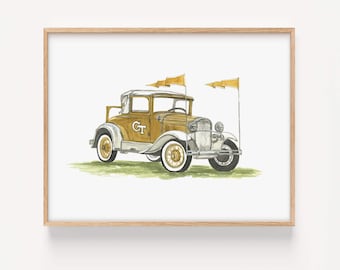 Ramblin Wreck Georgia Car Watercolor Art Print