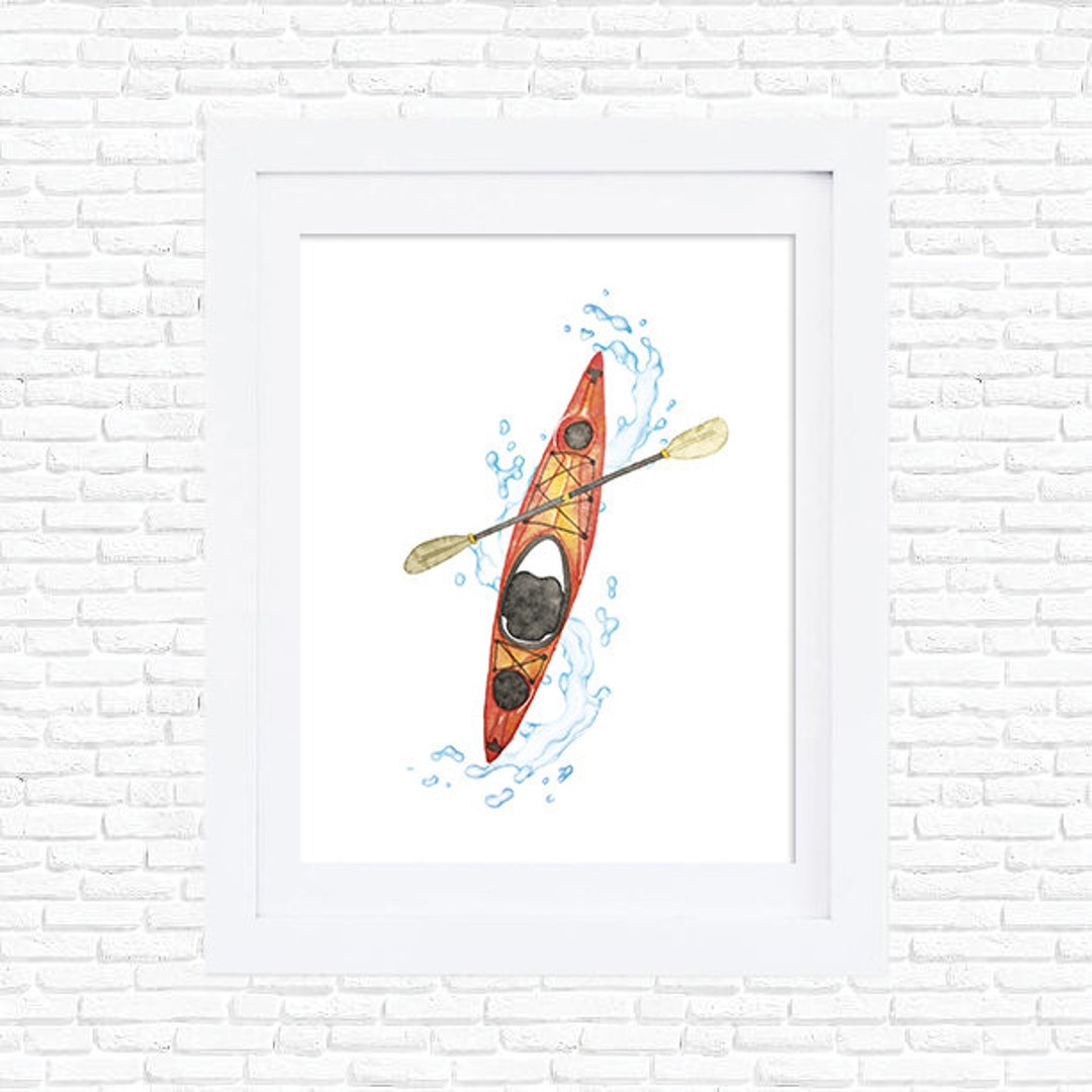Watercolor Kayak River Outdoor Hiking Wilderness Adventure Art Print Etsy