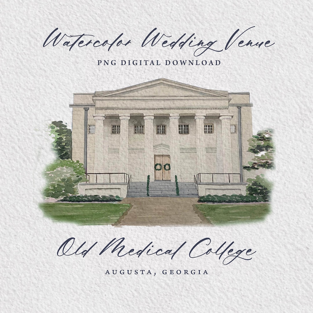 Old Medical College Augusta, Georgia Wedding Venue Watercolor