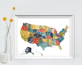 World Map Watercolor Map Art Print World Map Ink Splash Poster Art ...