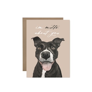 Pit Bull Mixed Breed Dog Greeting Card I&#39;m Mutts About You Valentines Day Mothers Day Fathers Day Birthday Thank You Card