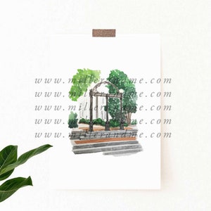 Athens Arch Georgia University College Graduate Watercolor Art Digital Download Print From Home