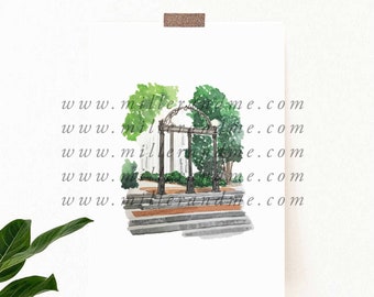 Athens Arch Georgia University College Graduate Watercolor Art Digital Download Print From Home