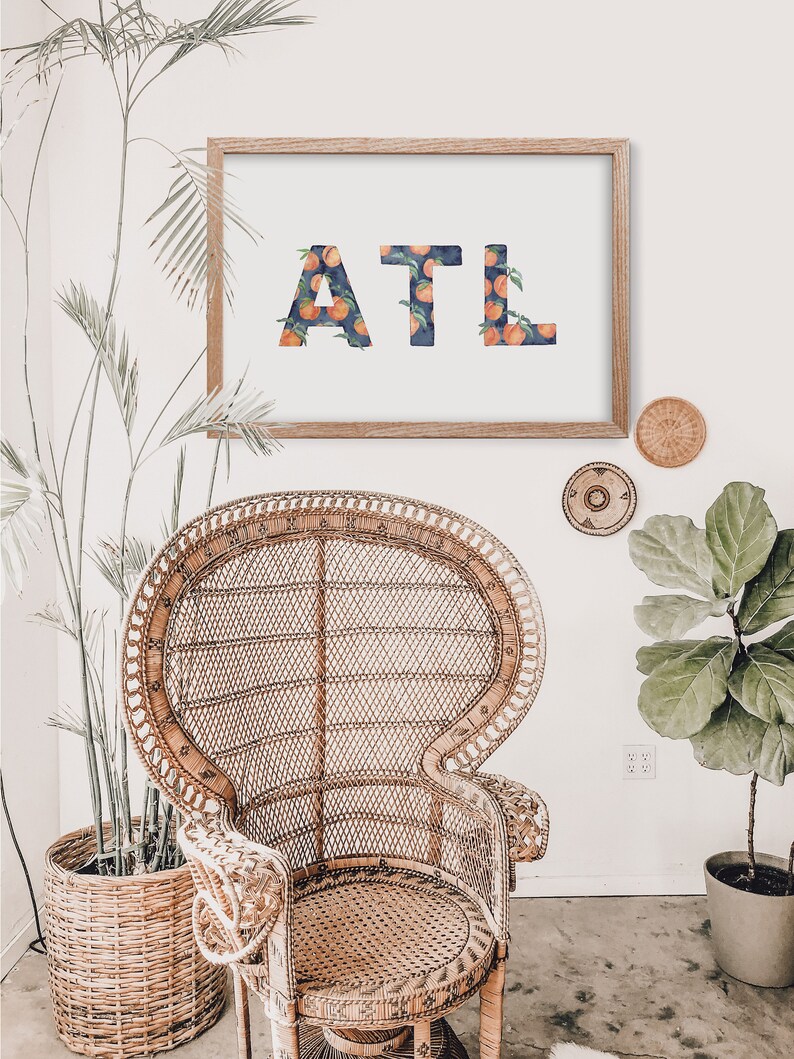 Atlanta ATL Peach Wall Art Home Decor Atlanta GA Etsy