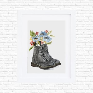Watercolor Boots Florals Doc Martens Flowers Shoes