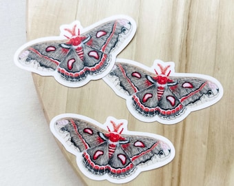 Cecropia Moth Insect Watercolor Sticker – Matte Vinyl Decal for Laptop, Planner