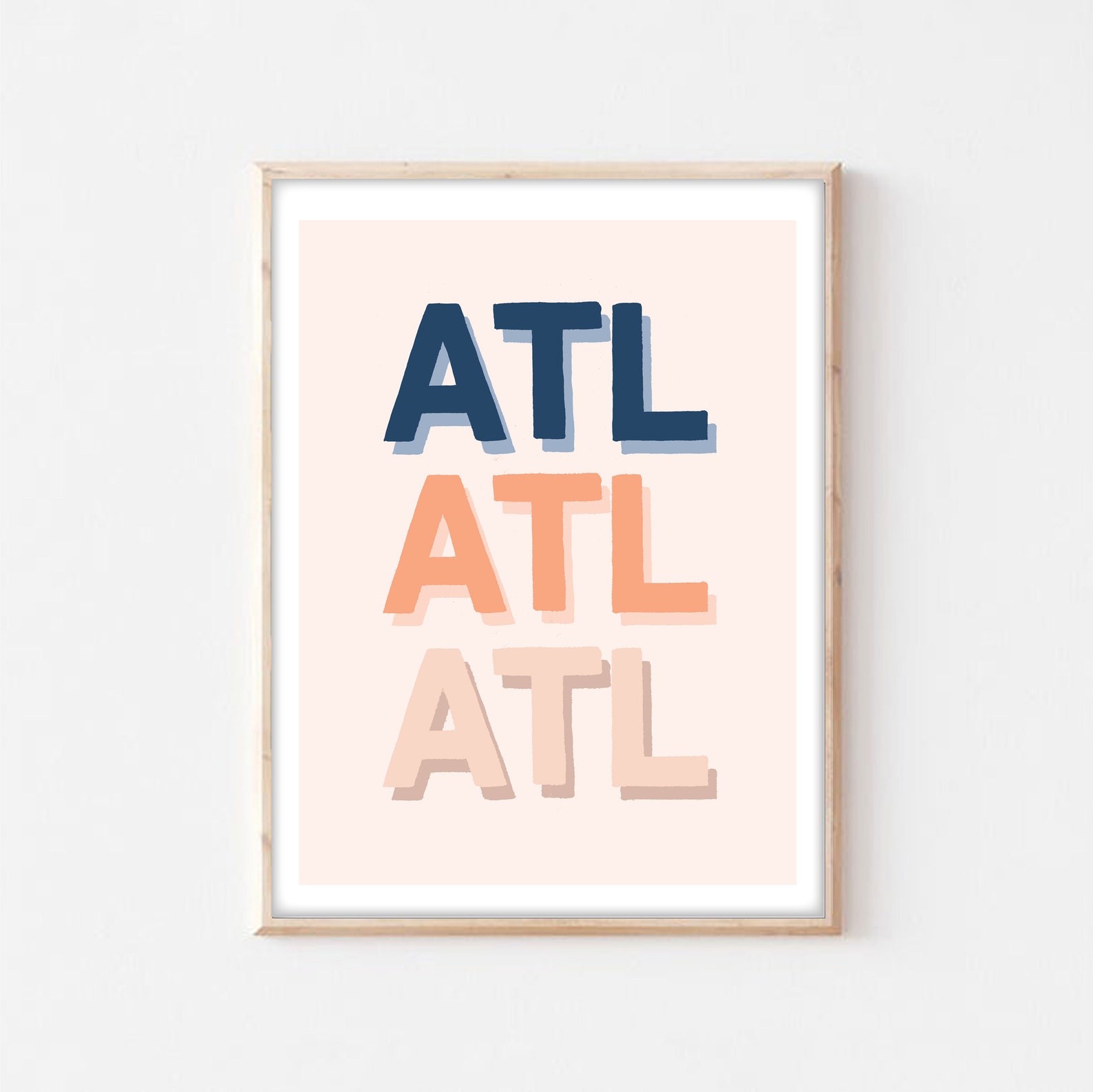 ATL Block Letters Typography Atlanta Georgia Art Print Wall Poster - Etsy