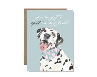 Dalmation Valentine's Day Card: Watercolor Dog Greeting Card