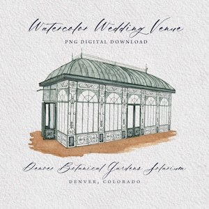 Denver Botanische Gärten Solarium, Colorado - Hochzeitsort Aquarell Illustration PNG Digital Download DIY Hochzeitseinladungen