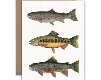 Trout Fish Watercolor Greeting Card