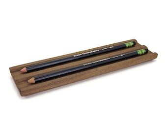 Reclaimed Walnut Double Pen Rest: Desk Organizer