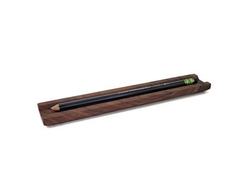 Reclaimed Walnut Pen Rest: Minimalist Desk Organizer