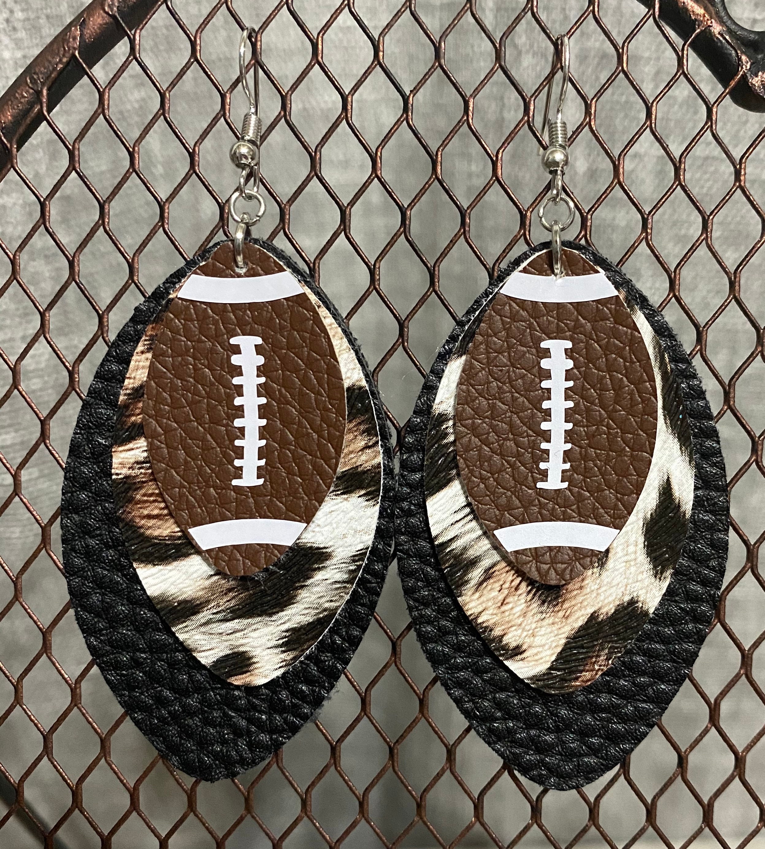 Football Faux Leather Earrings Etsy