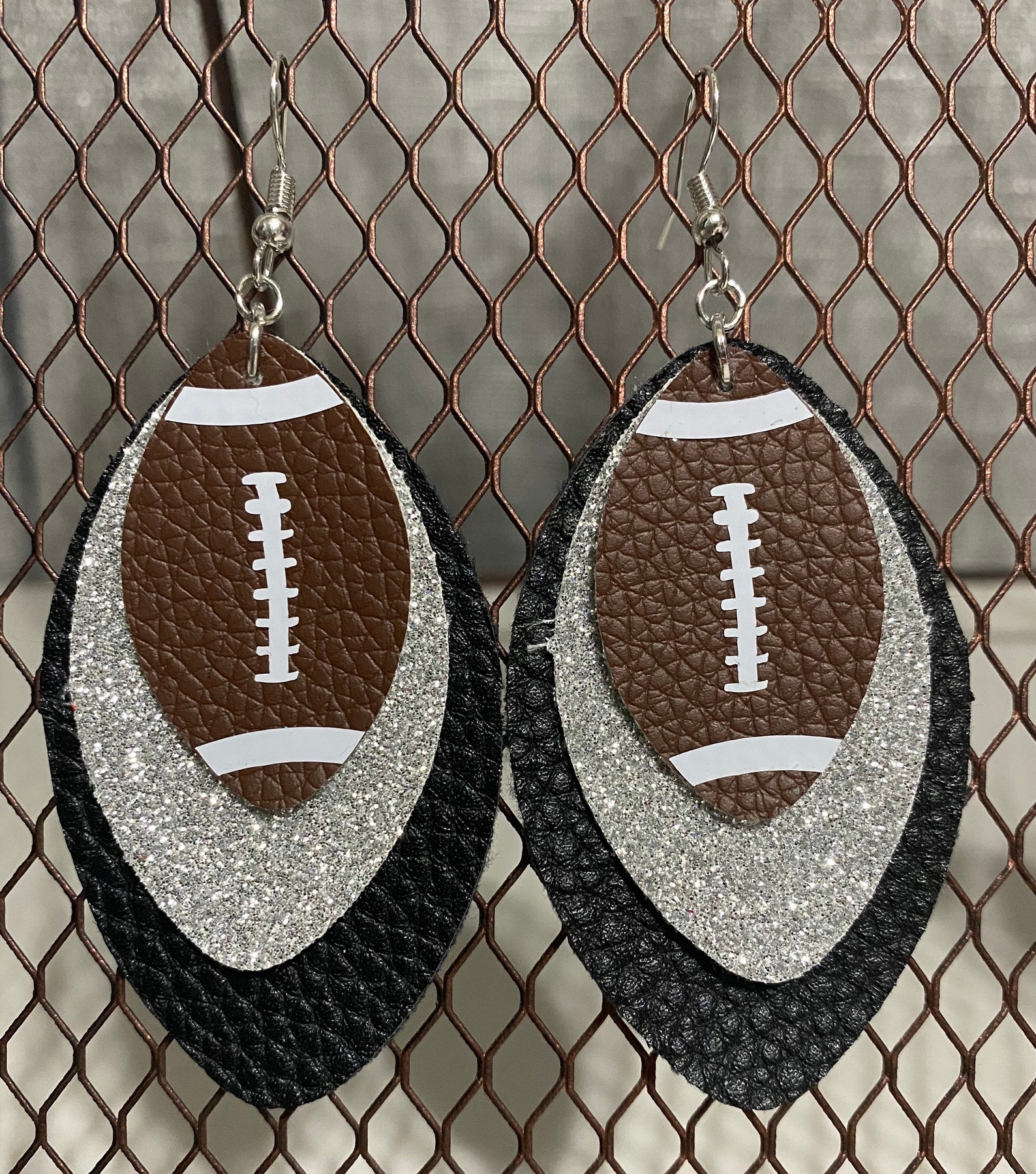 Football Faux Leather Earrings Etsy
