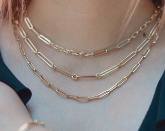 18K Yellow Gold Paperclip Necklace