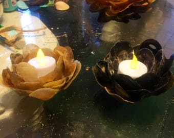 Lotus flower candle holder, all seashells! FREE SHIPPING !!