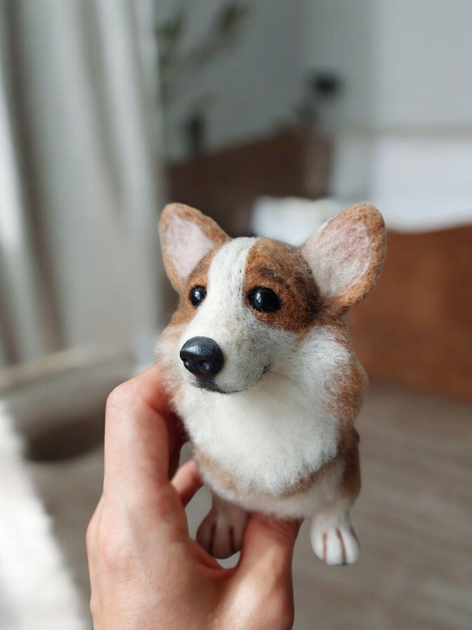 Example. Corgi Needle Felted Figurine Corgi Pembroke Sculpture ooak Made to order