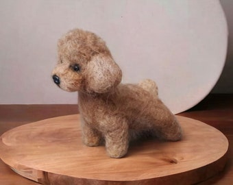 Example. Poodle needle felted puppy. Custom order. Tiny Sculpture for a doll.