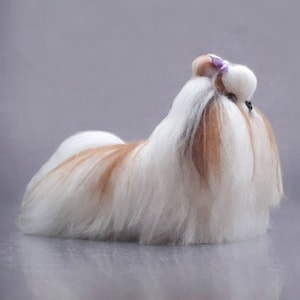 Example. Shih Tzu Dog Figurine Miniature Felted Realistic Dog Sculpture Handmade OOAK Made to order