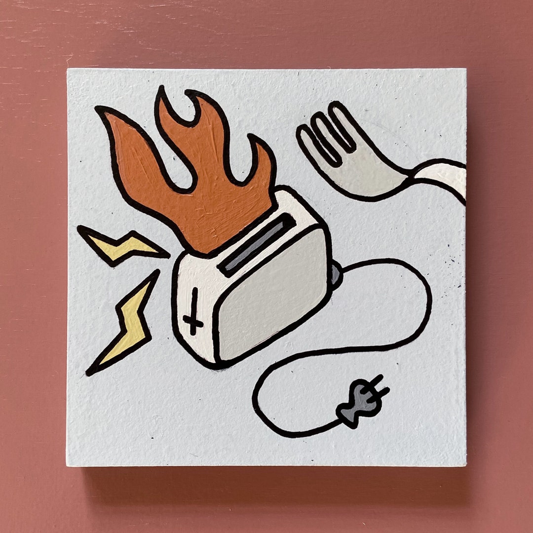 Flaming Toaster. Folk Poke. 2021. 6x6 Acrylic on - Etsy