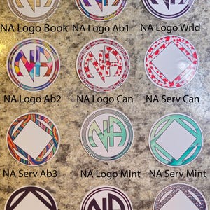 Logo NA et logos de service Autocollants en vinyle laminé de 2 pouces et 4 pouces - Narcotiques Anonymes, Récupération