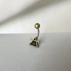 Gold Tone Air Element Belly Button Ring for Libra, Aquarius, Gemini.