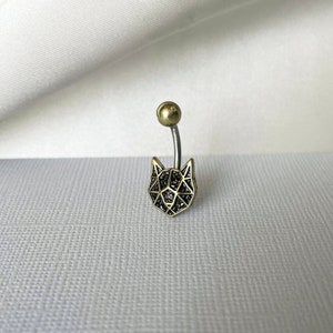 Gold Tone Origami Cat Belly Button Ring
