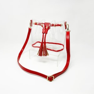 Borsa a tracolla trasparente rossa da stadio // Politica sulla borsa a secchiello trasparente CLEARLEE Borsa approvata dallo stadio per concerti NFL Game Day Football Cowboy Carter Tour