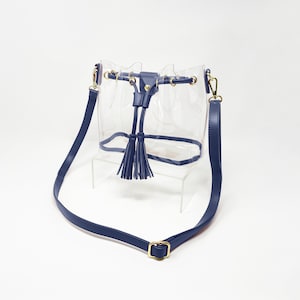 Bolso bandolera transparente azul marino de CLEARLEE // Bolso de estadio, política de bolsas transparentes, bolso aprobado por el estadio, regalo para el día del juego, conciertos y ella