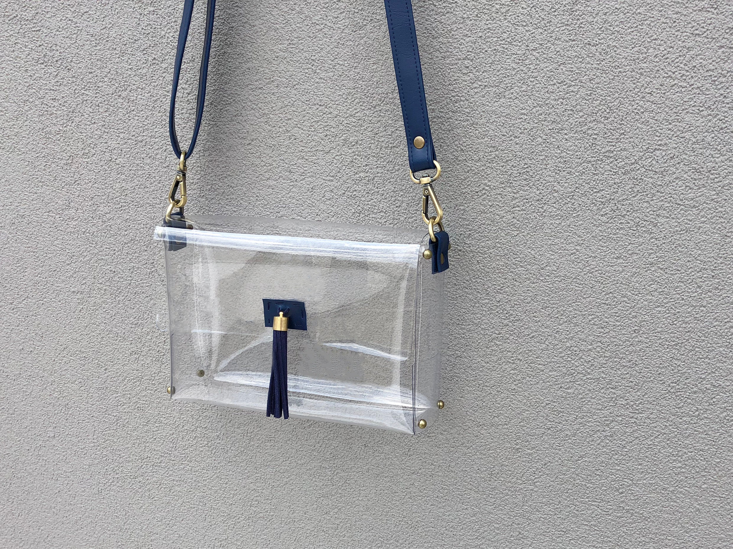 blue clear purse