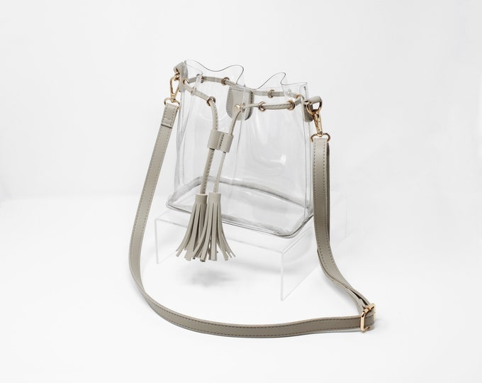 Clearlee Bucket Bag Grey // Clear Bucket Bag Clear Stadium Bag Etsy