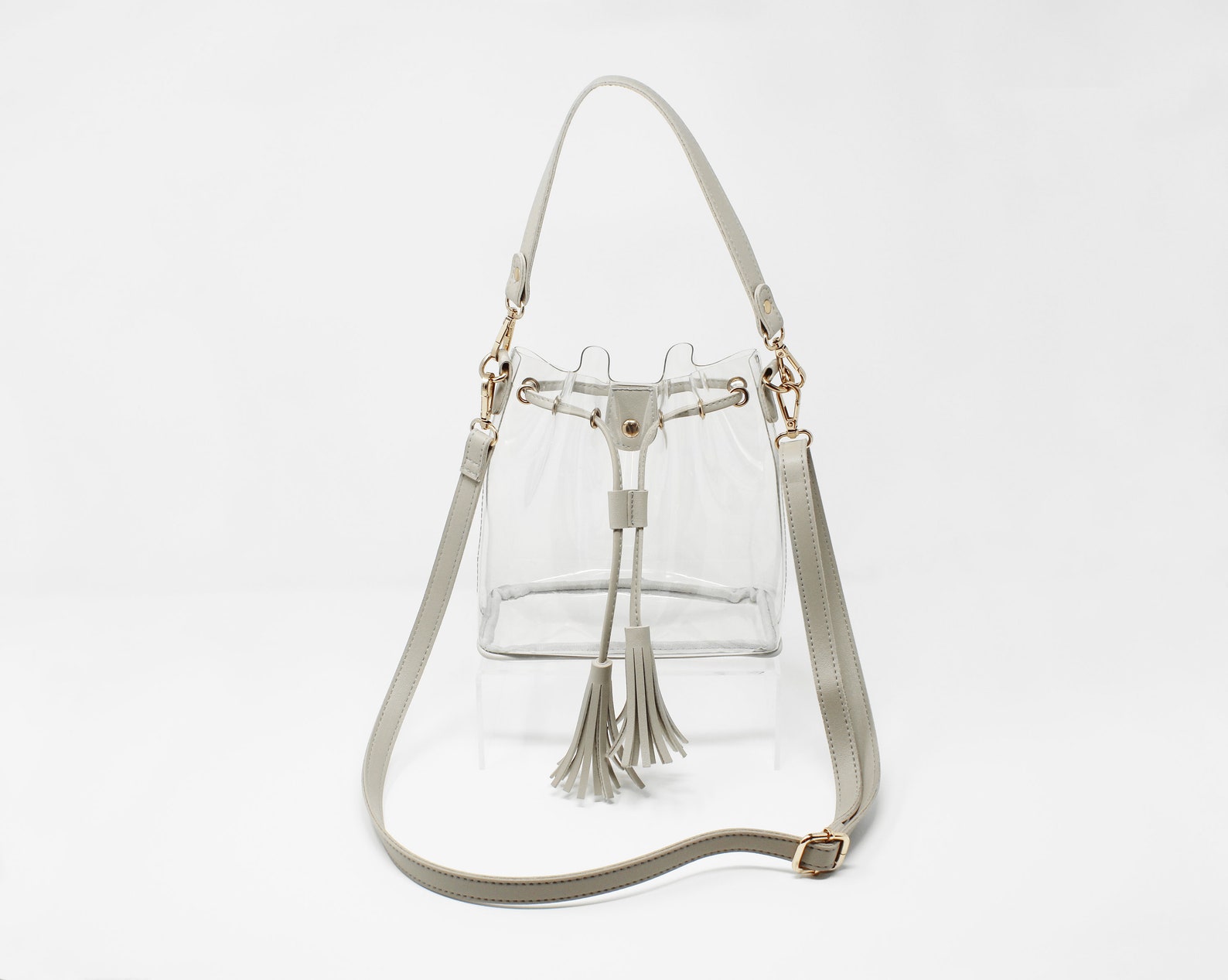Clearlee Bucket Bag Grey // Clear Bucket Bag Clear Stadium Bag Etsy