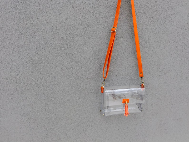 Clearlee Orange // Clear Crossbody Bag Clear Purse Clear Etsy