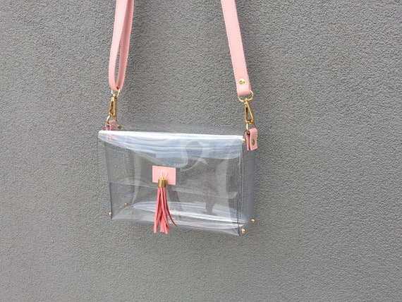 Clearlee Pink // Clear Stadium Bag Clear Purse Clear Crossbody | Etsy
