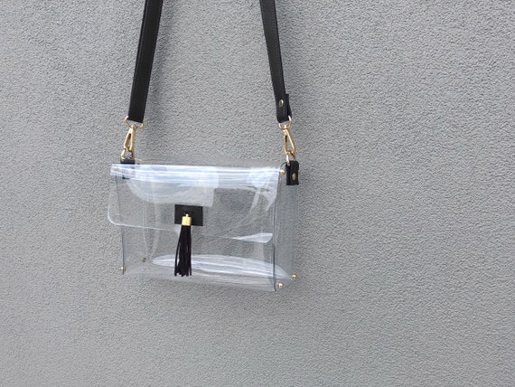 clear black handbag