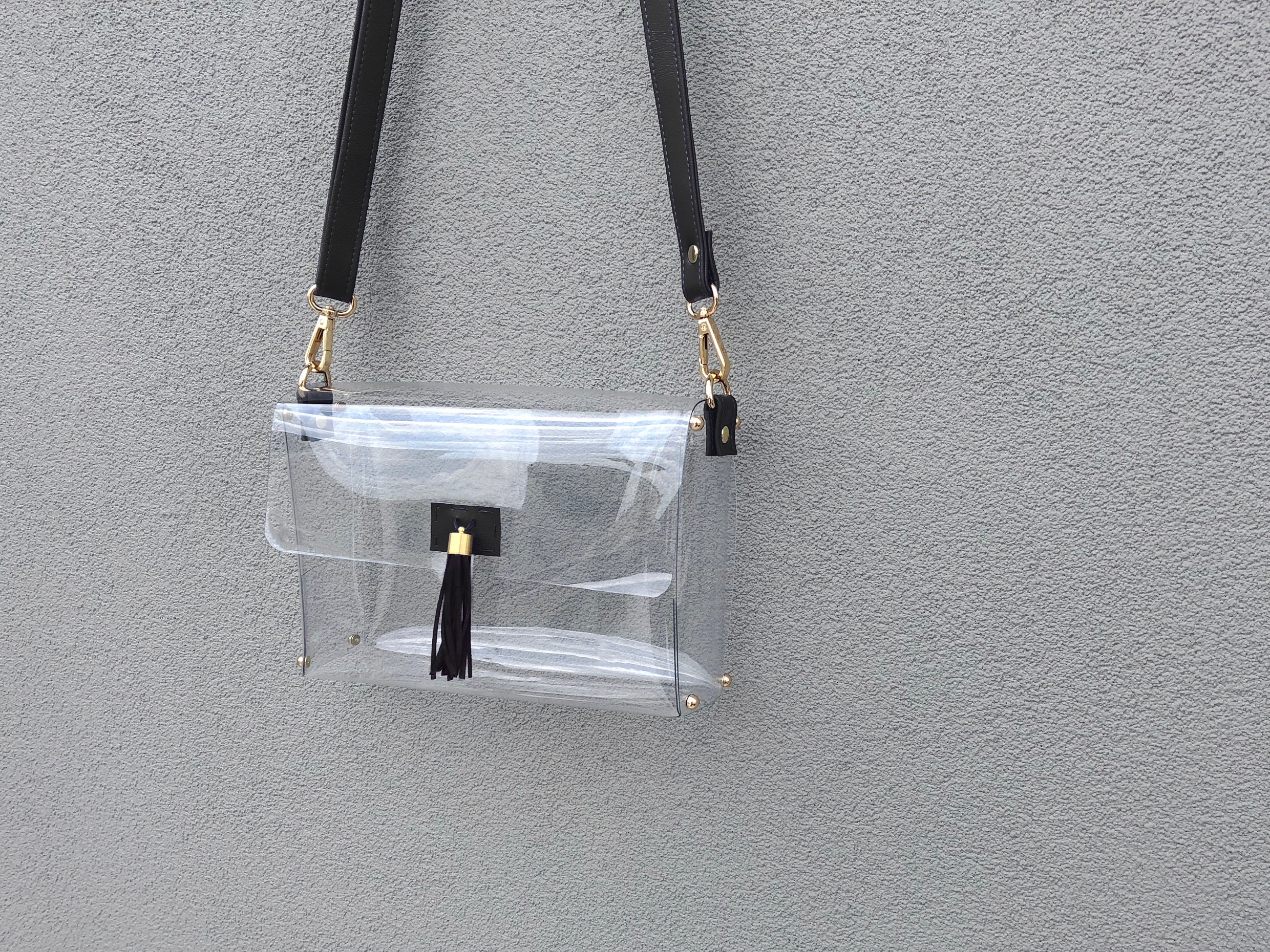 Clearlee Black // Clear Stadium Bag Clear Crossbody Bag Clear Etsy
