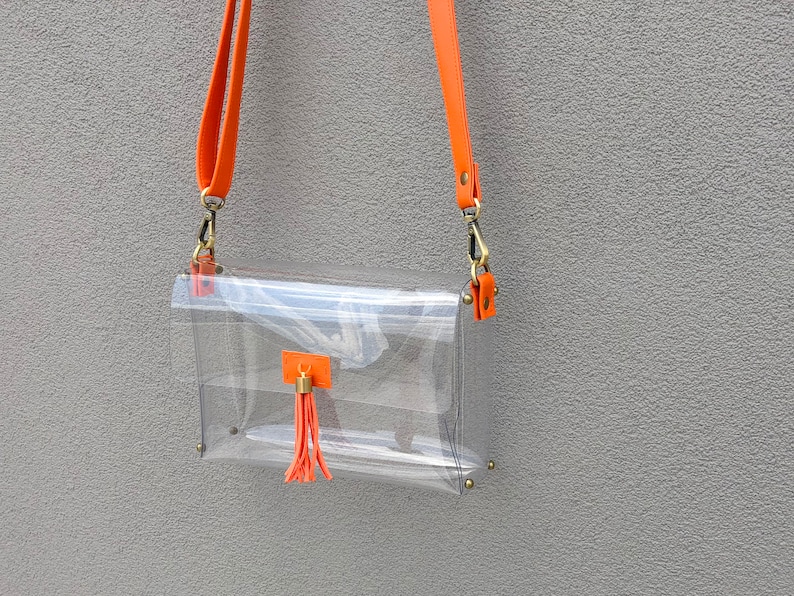Clearlee Orange // Clear Crossbody Bag Clear Purse Clear Etsy
