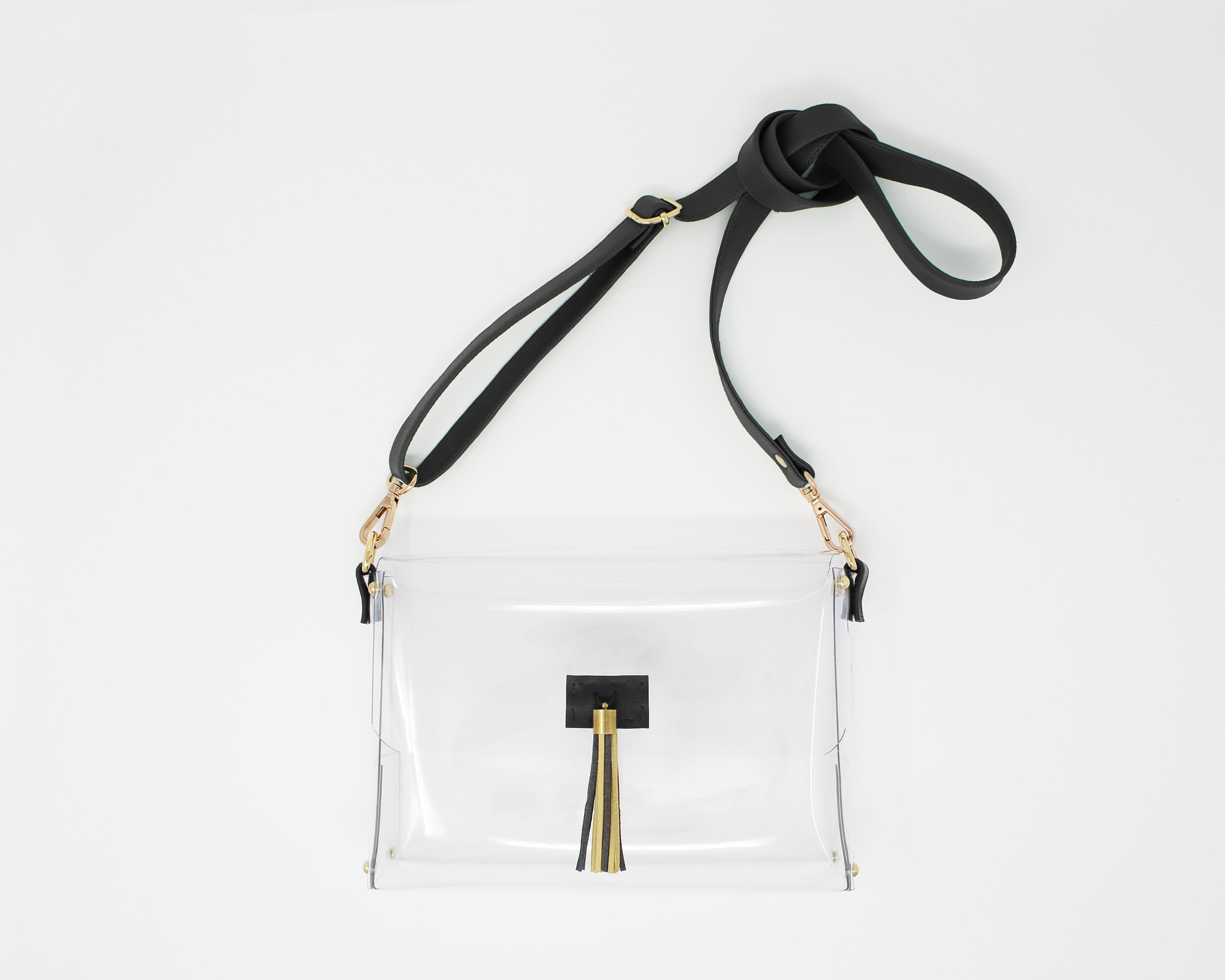 clear black handbag