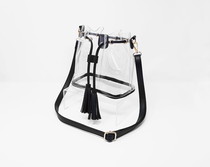 Clear Stadium Bucket Bag: Approved for Concerts, NFL, NCAA, Football Games, Shoulder Crossbody Handbag Purse