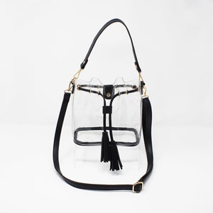 Clear Bucket Bag by CLEARLEE // Clear Crossbody Purse Clear Bag Policy ...