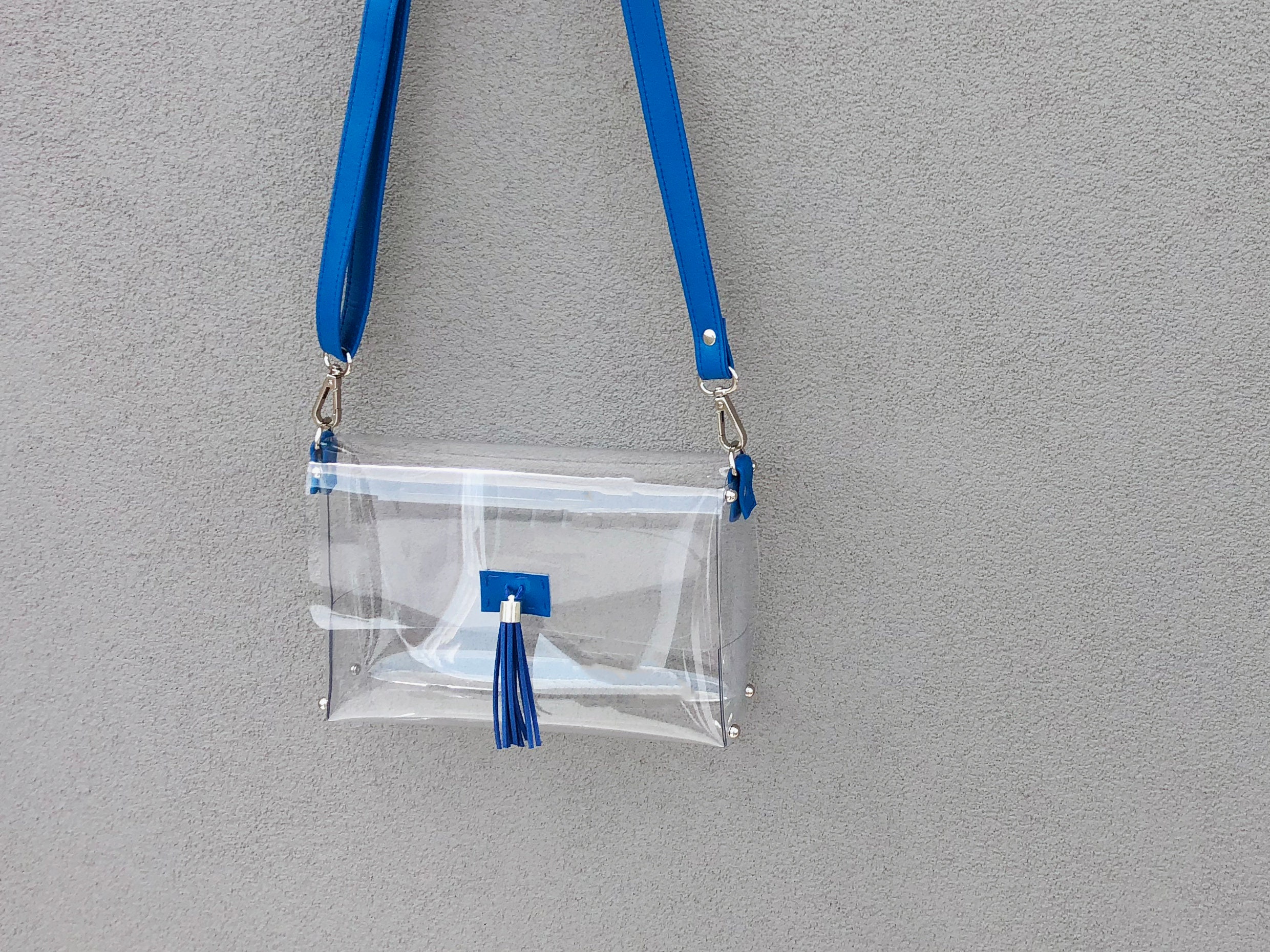 blue clear purse
