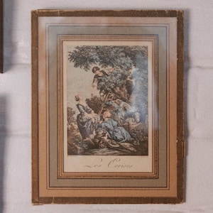 Antique “Les Cerises”  French Lithograph--Please read item description before purchasing for details, measurements, and return policy!