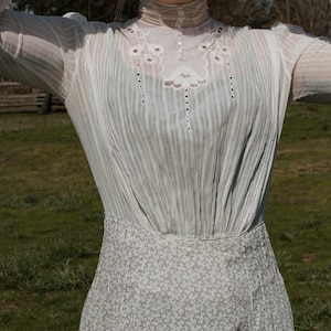 28&quot; Waist-1910’s Organza + Calico Gown—Please read item description before purchasing for details, measurements, and return policy!