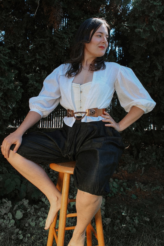 XS/S-1930’s Balloon Sleeve Open Blouse